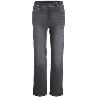 Stretch-Jeans GOLDNER "Kurzgröße Bequeme Jeanshose VERA", Damen, Gr. 19, K-Gr, grau, Obermaterial: 83% Baumwolle CO. 15% Polyester PES. 2% Elasthan EL., Basic, weit, Jeans Stretch-Jeans, runde Eingriffstaschen