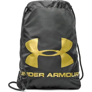 Under Armour Ozsee Sackpack, strapazierfähiger Turnbeutel, 16 L Beutel Rucksack mit Brustclip,Black / Metallic Gold,OSFA