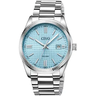 CIVO Herren Uhr Analog Armbanduhr: Edelstahl Business Datum Uhren für Männer Silber - Wasserdicht Quarz Herrenuhr für Arbeit und Freizeit - Stylisch Geschenk für Ehemann Vater Sohn