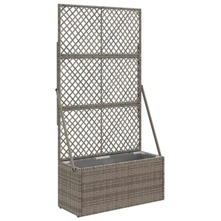 Gartenpflanzer mit Gitter Grau 70 x 30 x 135 cm Poly-Rattan - Grau