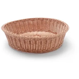 HENDI Brotkörb, mit Drahtrahmen aus Edelstahl verstärkt, Brötchenkorb, Körbe, rund, ø400x(H)90mm, Polypropylen, Braun