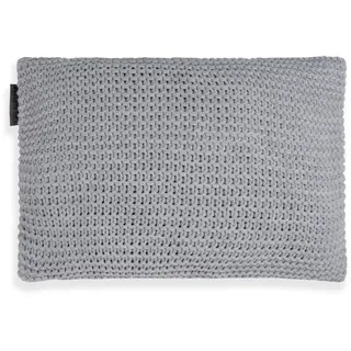 KNIT FACTORY - Vinz Kissen - Grau - 60x40 cm | Sofakissen mit Füllung und Bezug - Couchkissen - Zierkissen - Grob gestrickter Dekokissen - Zeitloses Design