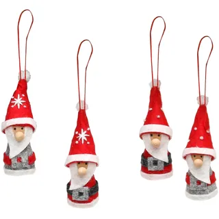 ***Textil Weihnachtswichtel als Baumbehang im 4er Set in grau/rot mit Gürtel