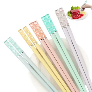 Chinesische Stäbchen ,5 Paar Stäbchen Zum Essen, Essstäbchen Spülmaschinenfest, Wiederverwendbar,Rungrutschfeste für Chinese Cuisine, Japanese Sushi (24CM) (Mehrfarbig)
