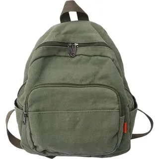 Makukke Damen Rucksack Klein Canvas Grün 10L - Reise Schule Arbeit