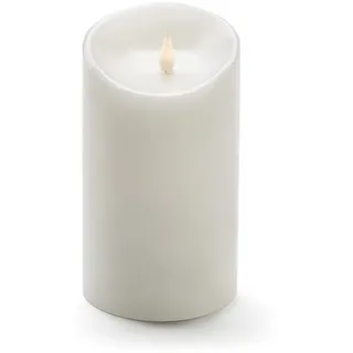 Konstsmide LED Echtwachskerze, weiß, mit 3D Flamme, Ø 10 cm, Höhe: 18 cm, mit 4h und 8h Timer, warm weiße Dioden, batteriebetrieben, Innen, 2 x C 1.5V (exkl.) - 1842-100