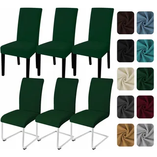 Yugarlibi Stuhlhussen 6er Set Stretch Stuhlbezug Schwingstuhl Grün | Elastische Stuhlhussen Schwingstuhl Stuhlbezug Universal Esszimmerstühle Bezug Waschbare hussen für stühle Küche Hochzeit