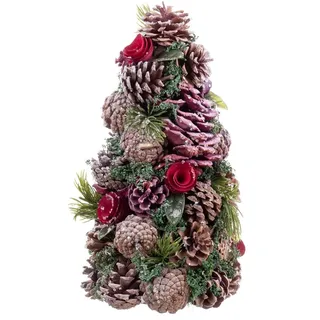 BigBuy Christmas Weihnachtsschmuck Rot Mehrfarbig Kunststoff Schaum Tannenzapfen Weihnachtsbaum 18 x 18 x 30 cm