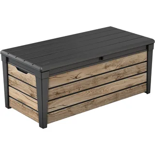 Koll Living Gartenbox Brightwood | 454 Liter, Holzoptik Pinie | Deckel mit Gasdruckfedern, bis 300 kg belastbar | wetterfest, wasserdicht, UV-resistent | Auflagenbox Kissenbox aus Kunststoff