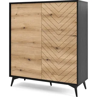 Moderner Schrank Eiche Evoke, Schwarzer Korpus, Höhe 119 Cm - Schwarz