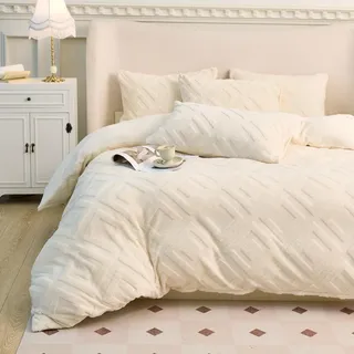 Elzusha – Kuscheliges Bettwäsche-Set aus Teddy-Fleece, 135 x 200 cm - Beige