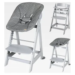 Treppenhochstuhl Born Up, Set 2in1, 'Stone gesteppt', Hochstuhl in Taupe mit Liegefunktion, ab Geburt - Taupe