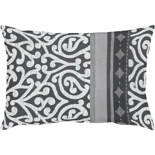 APELT Prato_35x50_89 Kissen "Jaquardgewebe mit Ornamente", anthrazit / weiß / grau