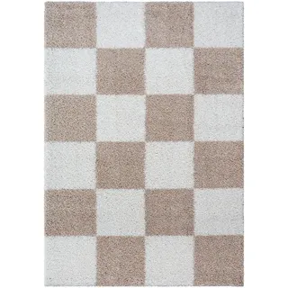 Läufer , Weiß, Beige , Textil , Karo , rechteckig , 80x200 cm , für Fußbodenheizung geeignet, schmutzabweisend, für Hausstauballergiker geeignet, pflegeleicht , Teppiche und Böden, Teppiche, Teppichläufer, Läufer