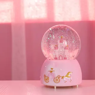 Schneekugel mit Musik, Burg, drehbar, Spieluhr, beleuchtet, Schneefall, automatisch, bunte Lichter, Wasserkugel, Ornament, Büro, Melody Artware, Geburtstagsgeschenk