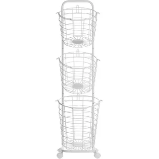 Beliani Korbständer, weiß Metall, 37x123x27 cm, Ordnen , Aufbewahren, Wäschekörbe , Tonnen