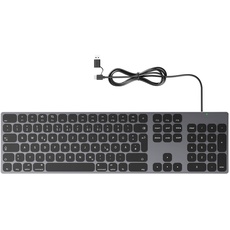 Aluminium-Tastatur für Apple Mac OS - Einfache Plug-N-Play-Kabelverbindung, Elegante und Stylische USB-Tastatur mit Ziffernblock für iMac, Mac Mini oder MacBook - Grau
