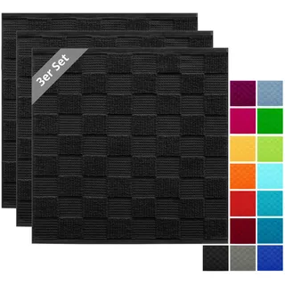 Lashuma Geschirrtücher 100% Baumwolle - Küchenhandtücher & Geschirrhandtücher 50x50 cm Waffelpique & Frottee Schwarz, 3er Set