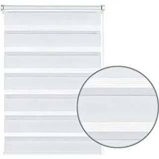 Doppelrollo zum Klemmen oder Kleben, DuoRollo ohne Bohren, seitlich ziehendes Rollo, transparente und undurchsichtige Streifen, weiß, 100 x 150 cm