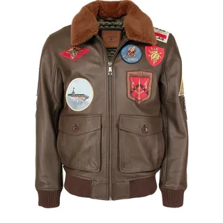 Top Gun Lederjacke Dunkelbraun 3XL