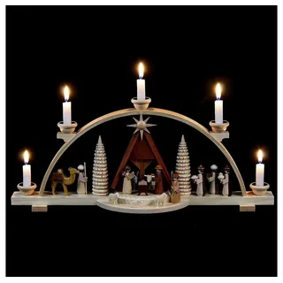 Kleinkunst aus dem Erzgebirge® Müller Kleinkunst GmbH Seiffen Schwibbogen Christi Geburt mit Krippe natur, original Erzgebirge MU 12418