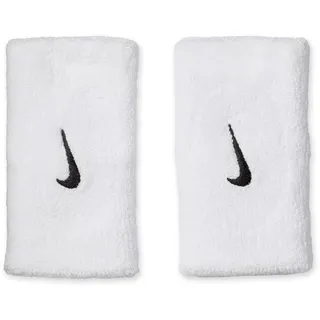 Nike Swoosh Classic Doublewide Wristbands 2er Pack Schweißbänder Tennis Fitness Running Handgelenkbänder breit, White/Black, One Size