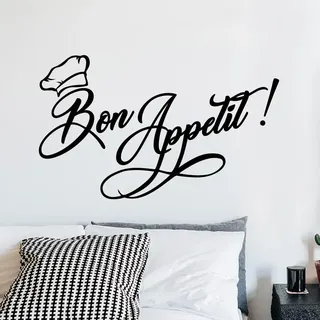 SUPERDANT Bon Appetit Wandtattoo Essenstexte Wandsticker Restaurant Wandaufkleber Vinyl Wandsticker Dekor Essenstexte Dekor Für Restaurant Esszimmer Wohnzimmer Küche Wanddekoration