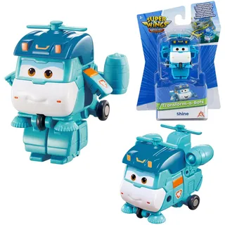 Super Wings Transformations-Flugzeug Shine, 2 in 1 Action Figur, ca. 5 cm große Spiel-Figur für Kinder, Spielzeug-Flugzeug und Roboterfigur für Jungen und Mädchen ab 3 Jahren, Blau