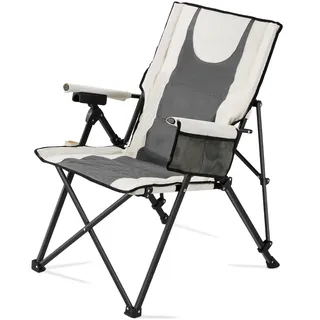 VEVOR Campingstuhl 58x83x140cm, 3 Liegepositionen, Klappstuhl mit hoher Rückenlehne, Tragkraft 118 kg, voll gepolsterte Strandstühle mit Armlehne & Kopfstütze, Gartenstühle für Sportreisen