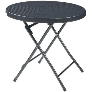 [en.casa] Klapptisch Mark , Kunststoff, Metall , Rund , 80x74x80 cm , Gartenmöbel, Gartentische, Klapptische