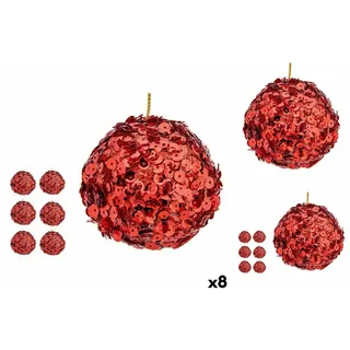 krist+ Weihnachtskugeln-Set Pailletten Rot Kunststoff 10 x 10 x 10 cm (8 Stück)