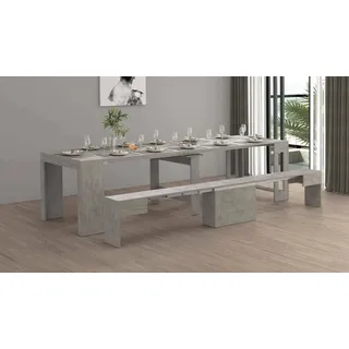 Dmora - Tisch- und Stuhlset Crispin, Mehrzweckkomposition, Set mit Konsole und 1 ausziehbarer Bank, 100% Made in Italy, 66 x 25 x 45 cm, Grau