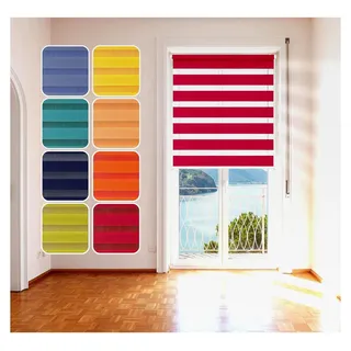 Doppelrollo in Türkis, 90x150cm - Duo-Rollo Klemmfix mit Klemmträger, Fenster-Rollo/Seitenzug-Rollo ohne Bohren, lichtdurchlässig und verdunkelnd - Türkis