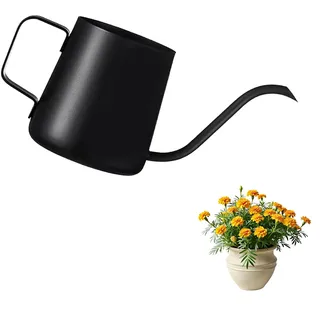 350 ML Schwarz Gießkanne Klein Zimmerpflanzen Mini Gießkanne Edelstahl Langer Auslauf Giesskanne GiesskanneZimmerpflanzen BonsaiGießkanne GartenGießkanne für Zimmerpflanzen und Sukkulenten