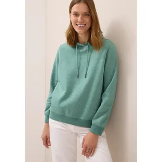 Hoodie CECIL, Damen, Gr. S (38), grün (jewel grün melange), Sweatware, Obermaterial: 54% Polyester, 46% Baumwolle. Futter: 50% Baumwolle, 50% Polyester, unifarben, regular fit normal, Rippbündchen, Sweatshirts Hoodie, in weicher Sweatqualität