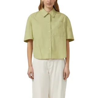 Hemdbluse S.OLIVER, Damen, Gr. 42, matcha grün, Web, Obermaterial: 100% Baumwolle, unifarben, relaxed fit normal, gerader Abschluss, Blusen Hemdbluse, mit Brust Tasche