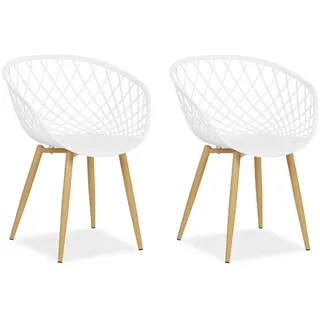 Homestyle4u Gartenstuhl 62 x 57 x 80 cm weiß 2 St.