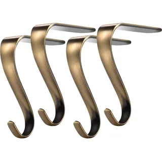 Boao Weihnachten Strumpfhalter Metall Mantel Strümpfe Kleiderbügel Regal Kamin Girlande Mantel Griffe Set für Weihnachten Party Dekoration (Stücke, Bronze Farbe, 4)