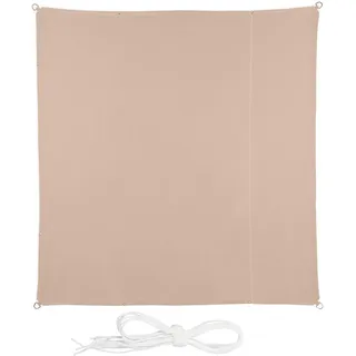 Relaxdays Sonnensegel, 3,5 x 3,5 m, wasserabweisend, Polyester, Spannseile, Segeltuch quadratisch, Garten, Balkon, beige