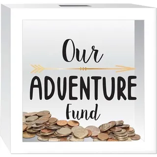 Prinz White Adventure Fund Sparschwein für Erwachsene, Spardose für Kinder, 1,8 x 1,8 m Holzschatulle