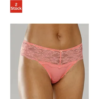 String NUANCE BY LASCANA "mit breitem Spitzenband, als Dessous-Set kombinierbar", Damen, Gr. 32/34, rosa (2xpfirsich), Spitze, Obermaterial: 85% Polyamid, 15% Elasthan, körpernah, Unterhosen String, sexy Dessous, sexy Unterwäsche, Topseller