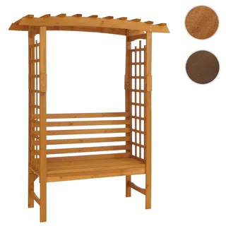 Rosenbogen mit Sitzbank HWC-Q21, Gartenbogen Rankhilfe Bank Gartenbank Holz FSC®-zertifiziert 201x16