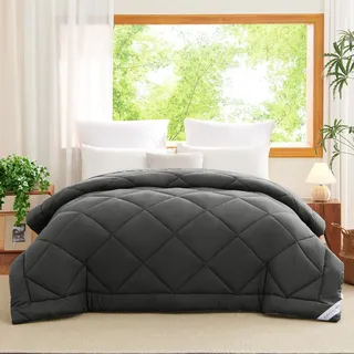 WAVVE Bettdecke 155x220 cm Ganzjahresdecke 4 Jahreszeiten, Steppdecke 300gsm Mikrofaser 155x220cm, Super Weiche Decke Zudecke Schlafdecke Atmungsaktive 155 x 220 Grau