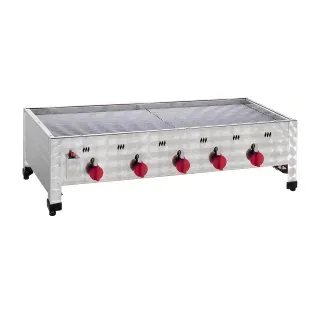 Neumärker Gas Kombi Tischbräter mit Flammabdeckung und Fettwanne, Doppelwandiges Edelstahlgehäuse und Piezo-Zündsystem, 5 Bräter