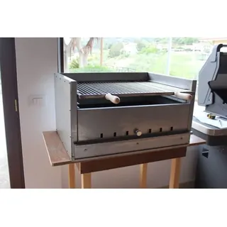 Tischgrill aus Holzkohle L 77 x T 57,5 Aluminiumblech - Grau