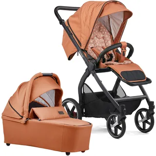 Gesslein Kombi-Kinderwagen »FX4 Soft+ mit Aufsatz Swing schwarz, mango«, mit Babywanne C3 und Babyschalenadapter, orange