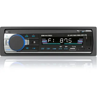 Strex Autoradio mit Bluetooth für alle Fahrzeuge - USB, AUX und Freisprecheinrichtung - Fernbedienung - EIN-DIN-Autoradio mit integriertem Mikrofon