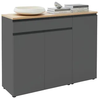 Dieter Knoll Sideboard , Grau, Eichefarben , Holz, Holzwerkstoff , Balkeneiche , furniert , 5 Fächer , 1 Schublade(n) Schubladen , 135x102x41 cm , erweiterbar, Typenauswahl, individuell planbar, Beimöbel erhältlich, stehend , Kleinmöbel, Kommoden, Sideboards