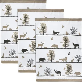 Erwin Müller Geschirrtuch 3er-Pack Baumwolle Waldtiere Größe 50x70 cm