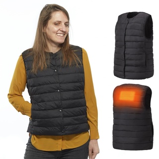 Woozoo, Beheizbare Weste / Heizweste, L, Damen, 4 Heizstufen von 38 bis 53° C, Leicht & fein für hohen Komfort, Sport, Aktivitäten im Freien - Heated Vest HW-01 - Schwarz